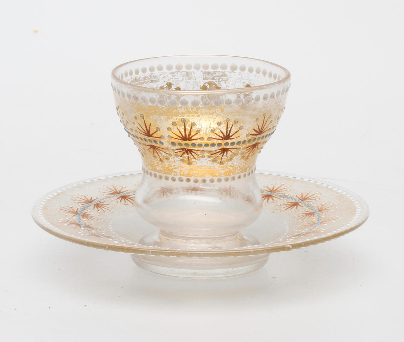 TEKOPP MED FAT, glas, 1800-tal.