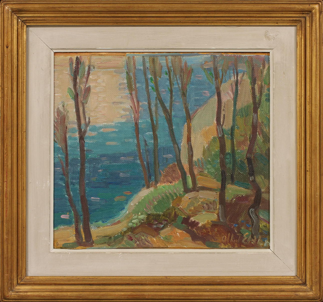 ALBERT ELDH. Från Vettern. Olja på duk, signerad.