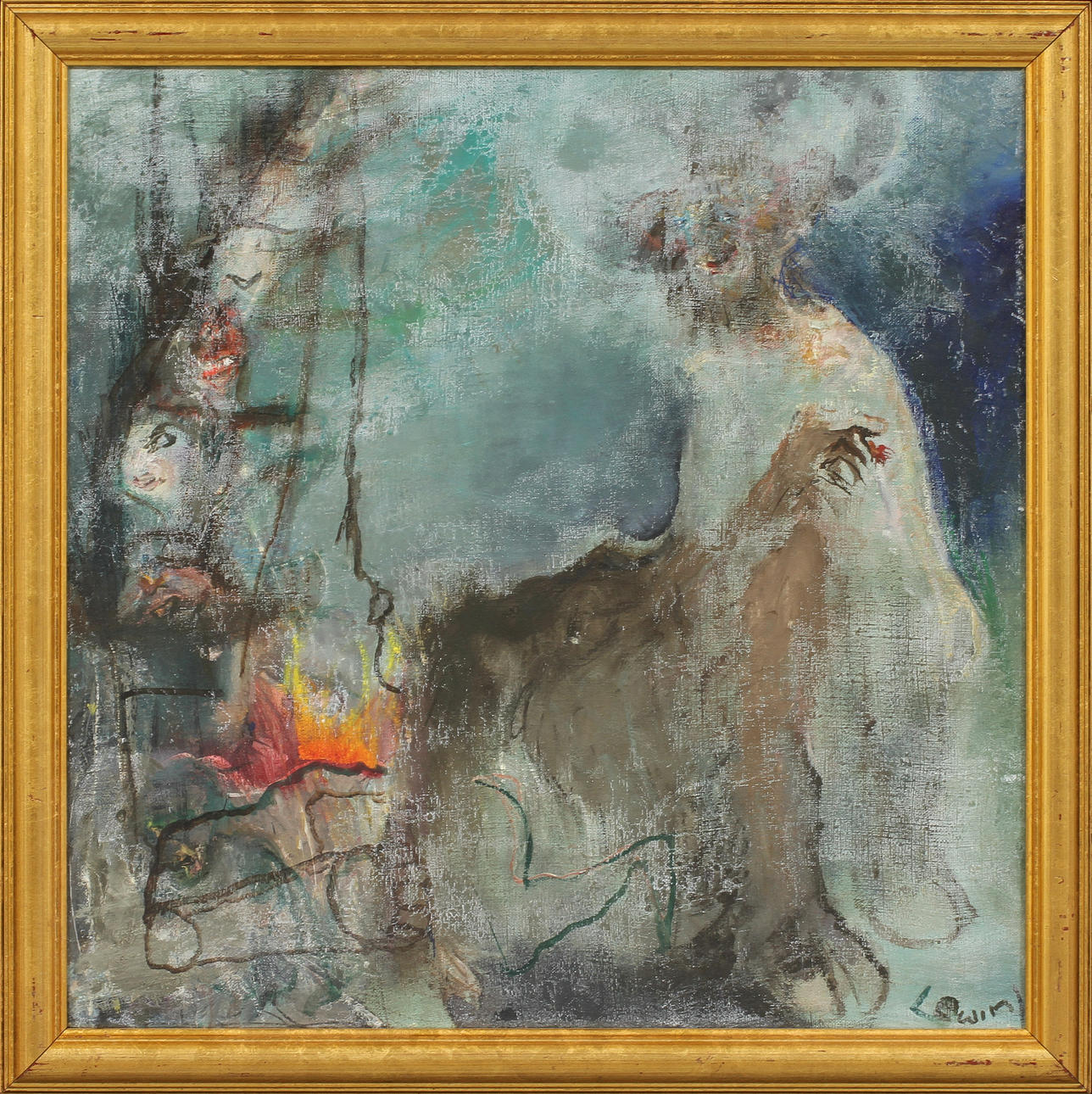 JOHN LEWIN. Figurkomposition. Olja på duk, signerad.