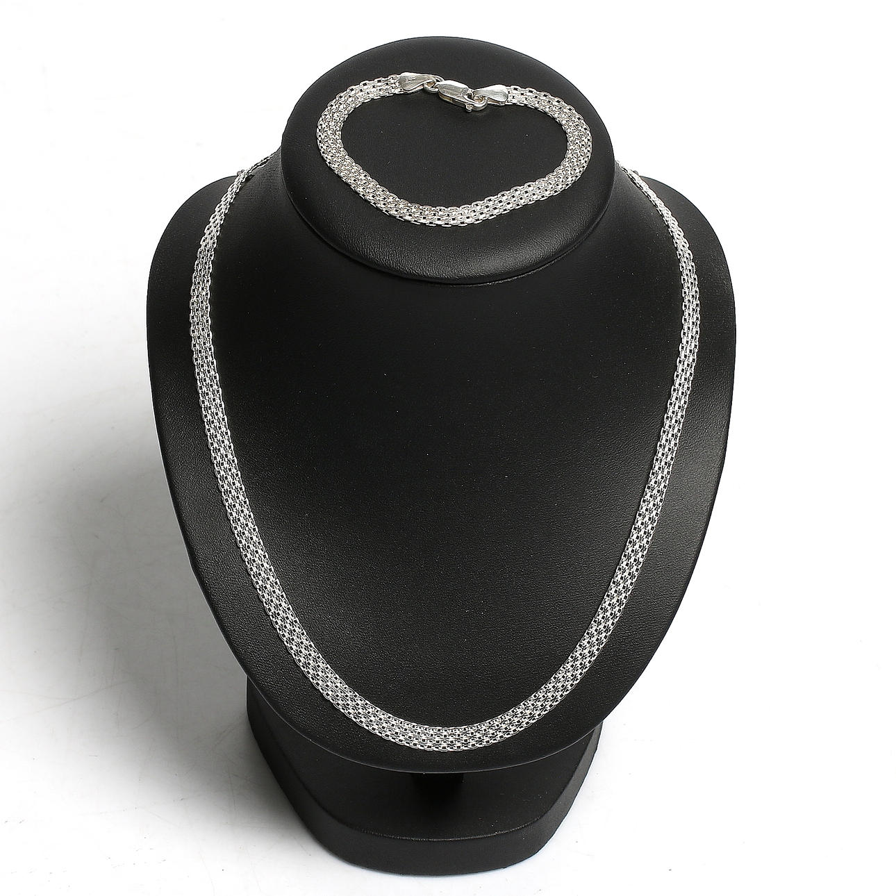 COLLIER och ARMBAND, Sterling silver, "X-länk", CG Hallberg. 1900-talets sista kvartal.