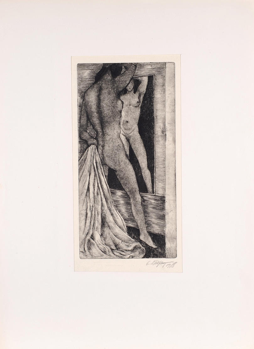 ERNST WOLFHAGEN. Naken skildring, kvinna. Signerad etsning från 1978.