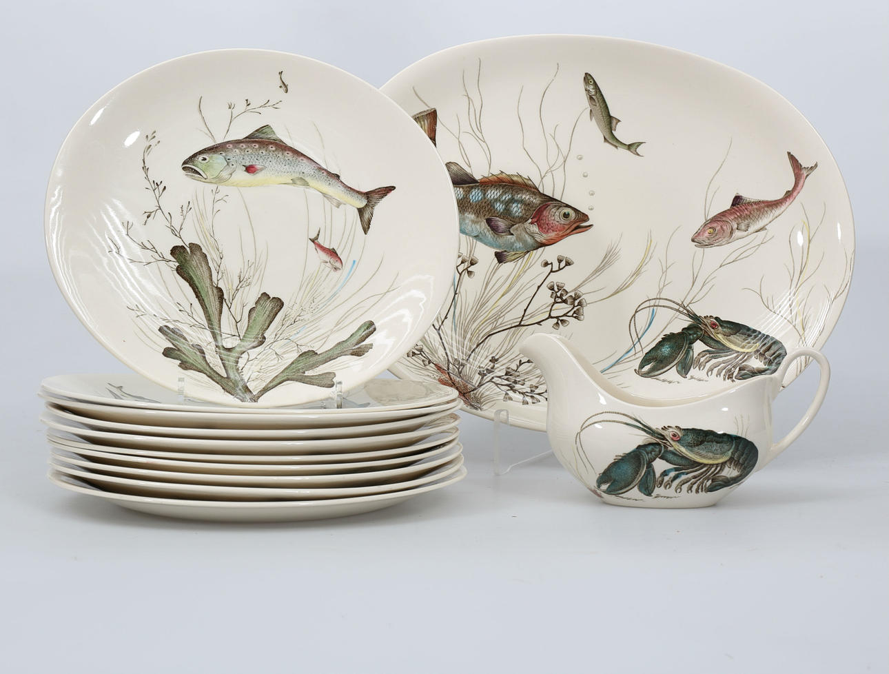 FISKSERVIS, flintgods, "Fish", 12 delar, Johnson Brothers, England.