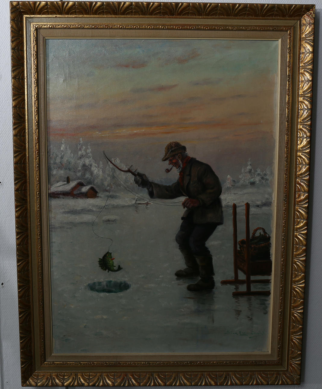 STEN EKENDAHL. Olja på duk, Pimplande man, signerad.