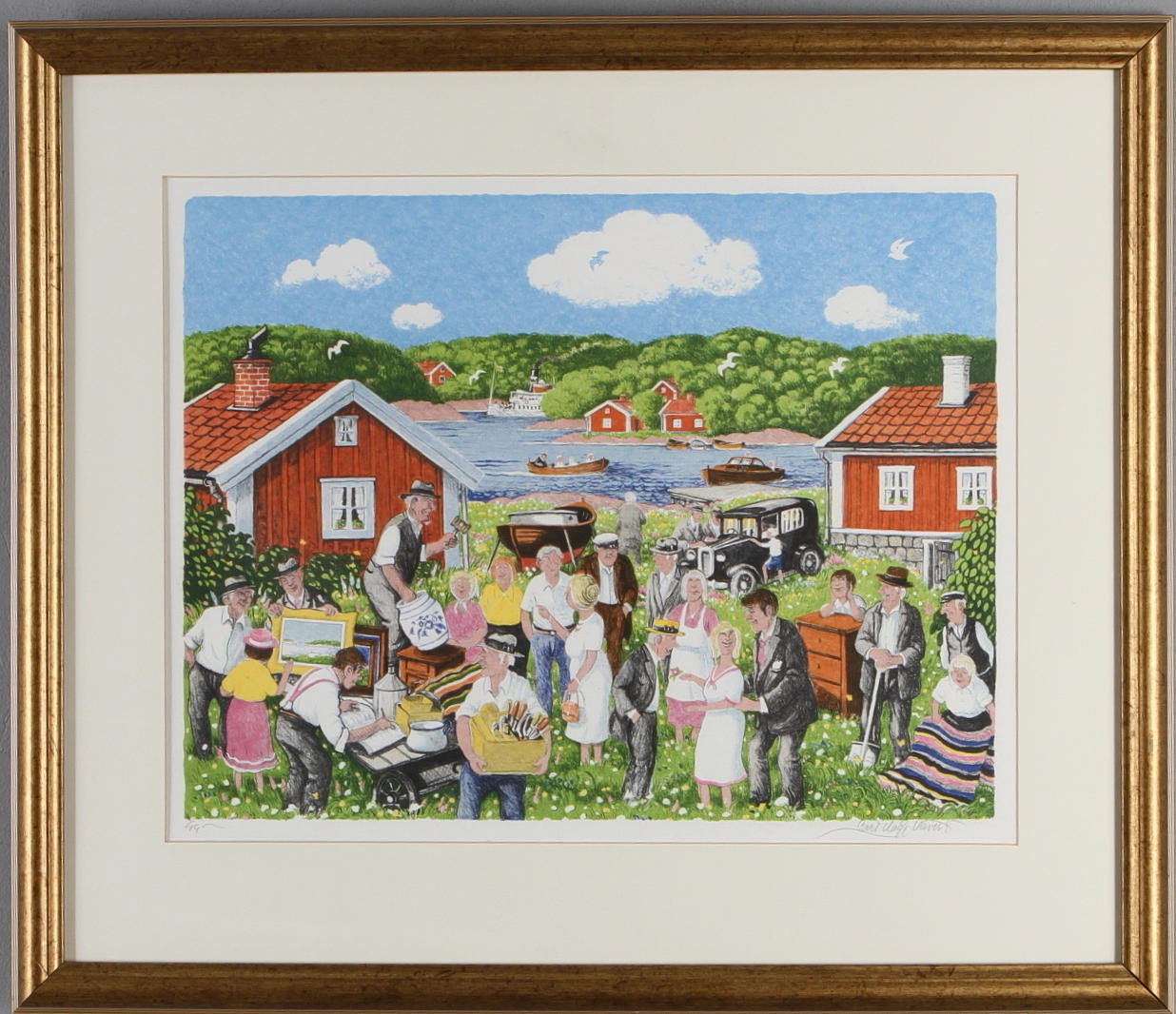 BERT HÅGE HÄVERÖ. Skärgårdsmotiv, färglitografi, signerad.