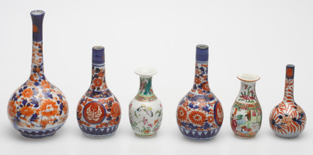 OSTINDISKT PORSLIN, 6 delar, bland annat imari.