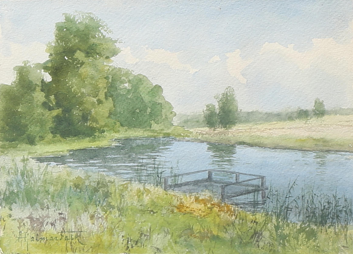 HJALMAR FALK. Landskap. Akvarell, signerad.