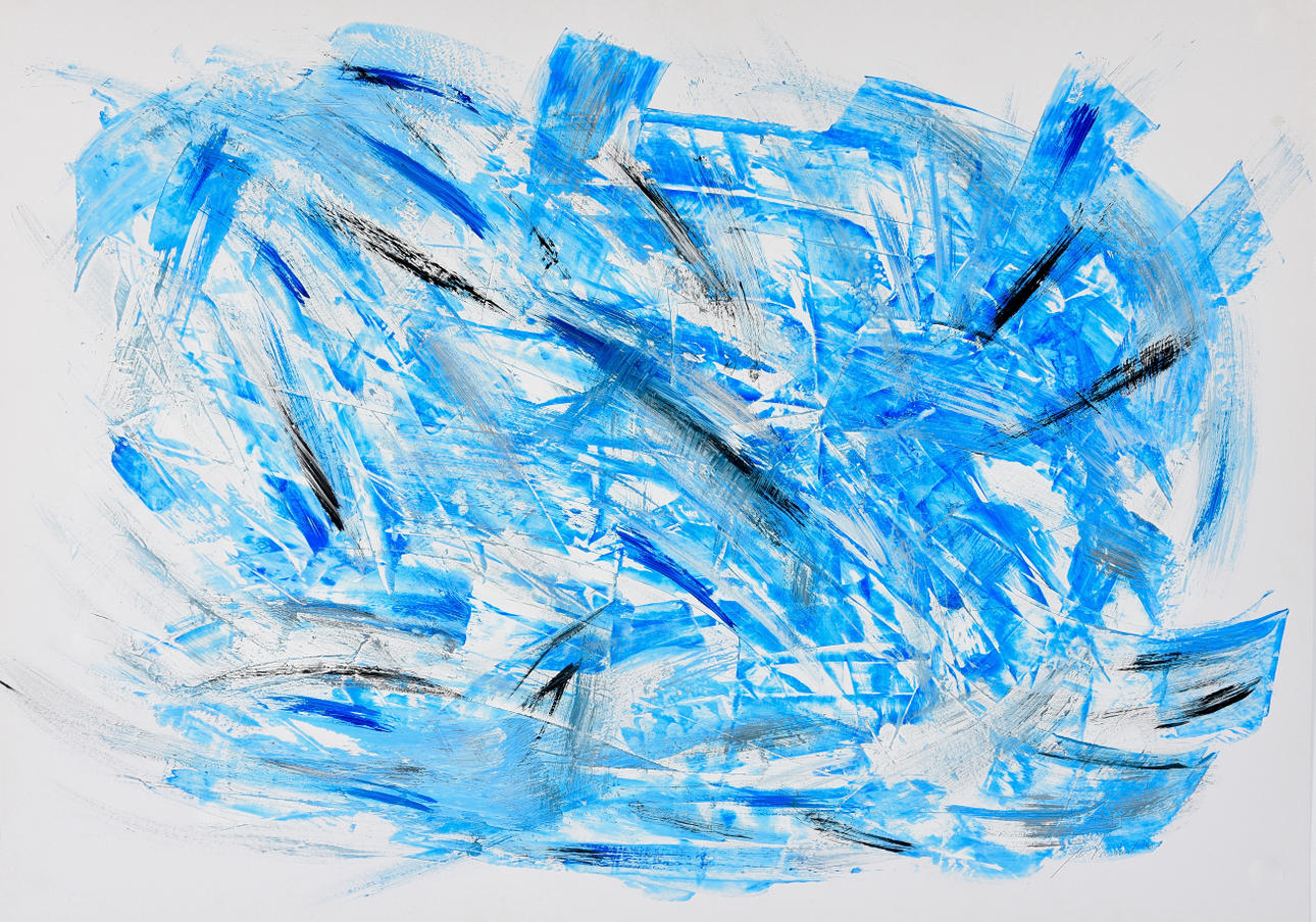 UNBEKANNTER KÜNSTLER. Art Informel verk, blandteknik på papper, signerad och daterad.