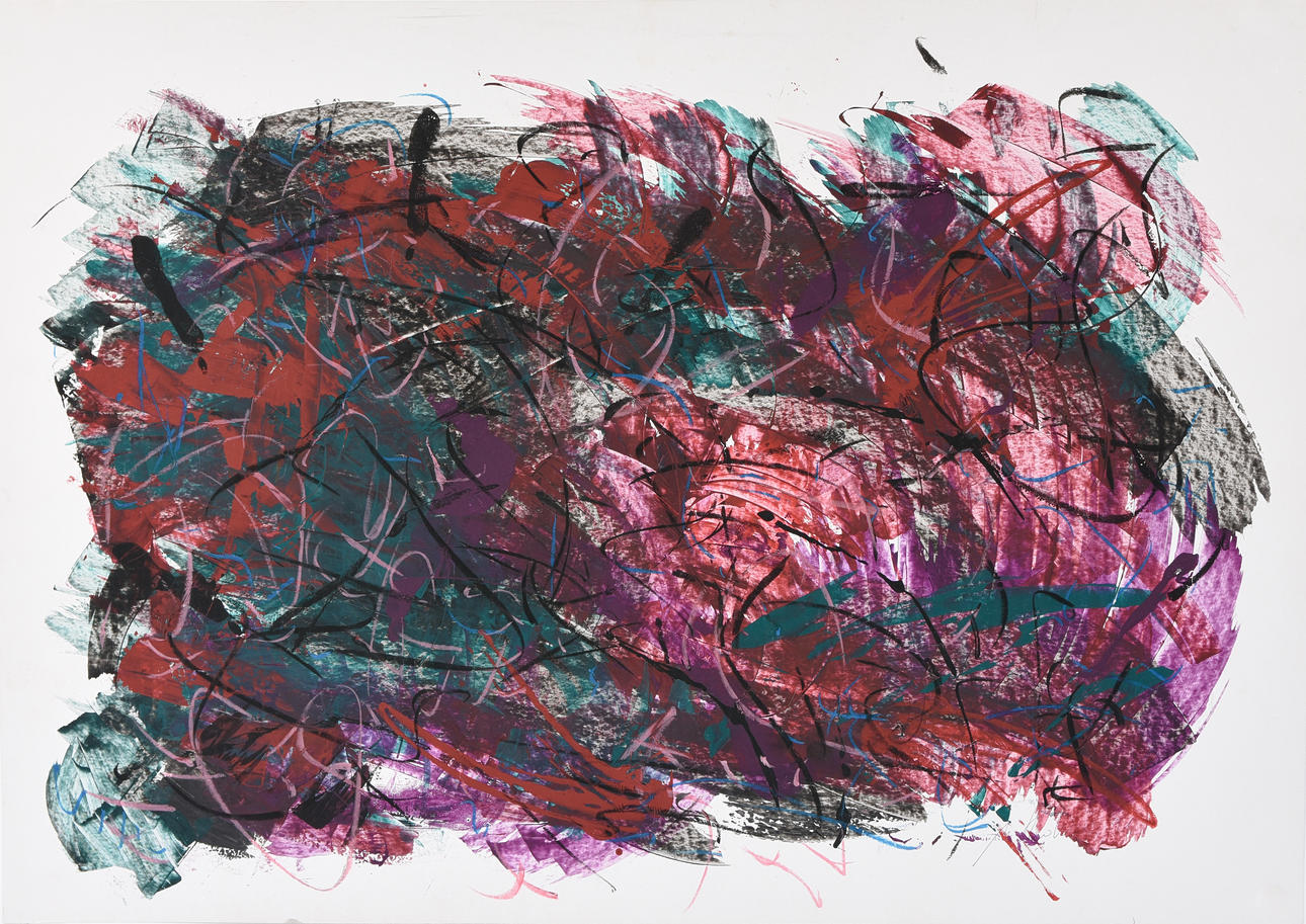 UNBEKANNTER KÜNSTLER. Art Informel verk, blandteknik på papper, signerad och daterad.