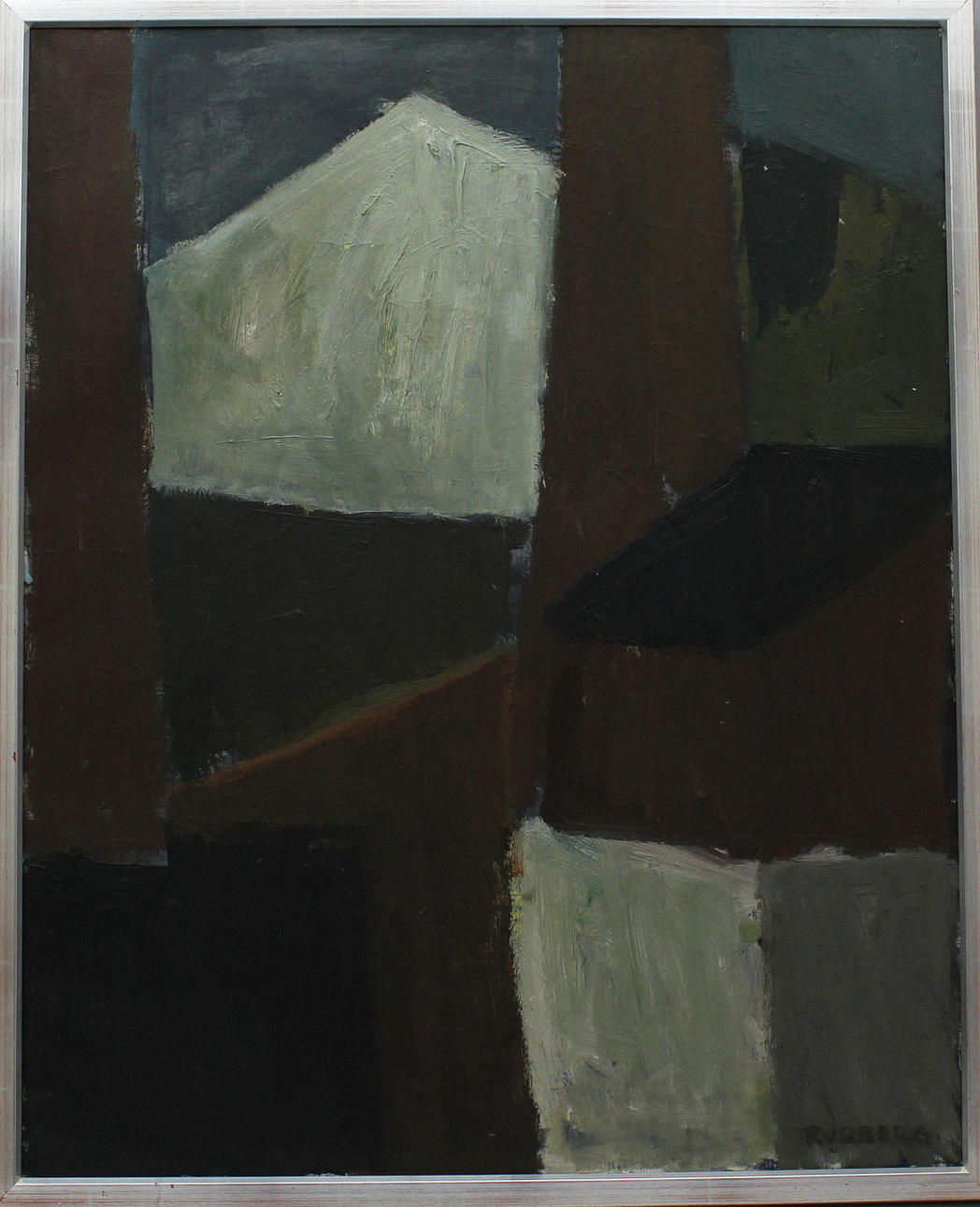 GUSTAV RUDBERG. Komposition. Olja på duk. Signerad Rudberg.