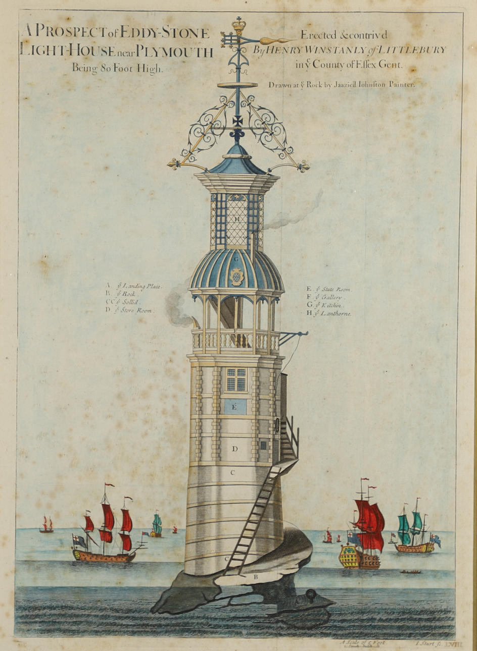 AFTER JAAZIELL JOHNSTON (FL.18TH CENTURY). A PROPECT OF EDDY-STONE LIGHT-HOUSE NEAR PLYMOUTH.