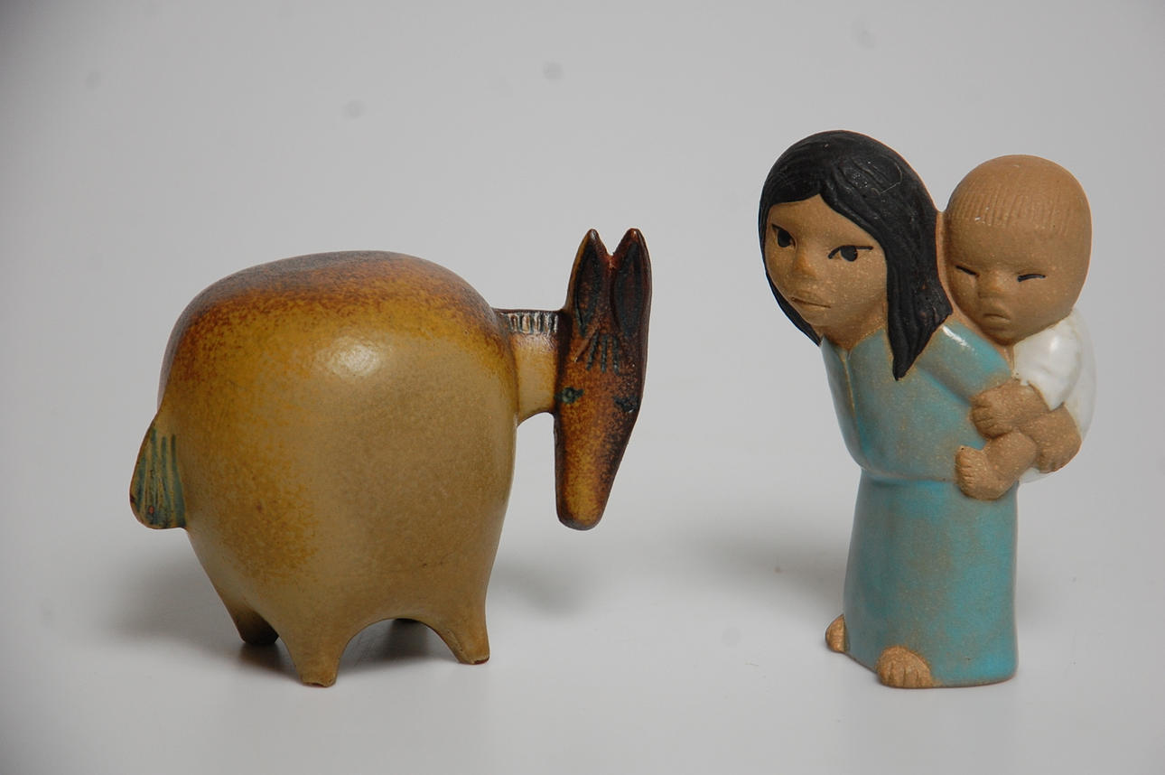LISA LARSON. figuriner, 2 st, stengods, Gustavsberg.