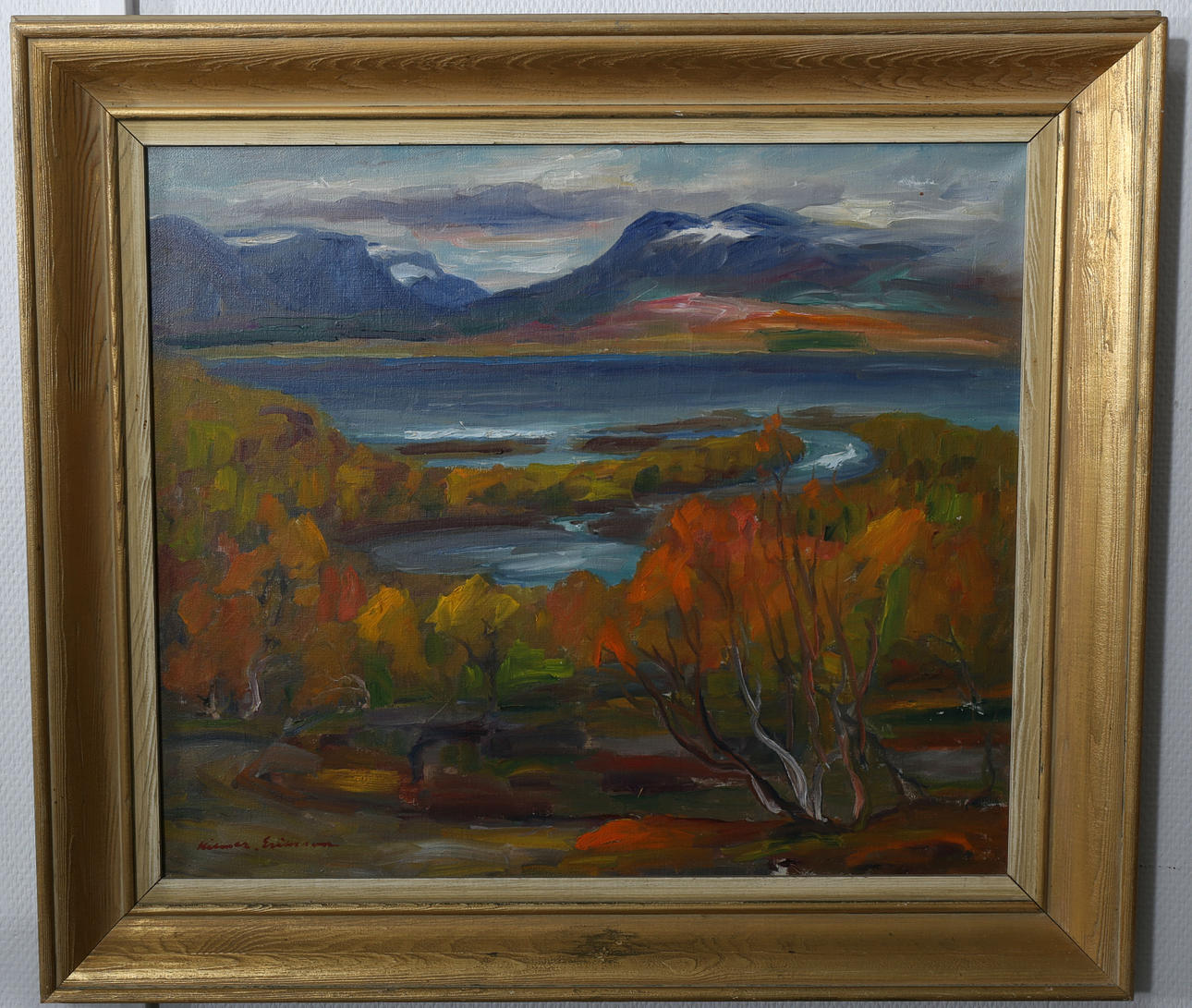 HILMER ERIKSSON. Olja på duk, Höst landskap, signerad.