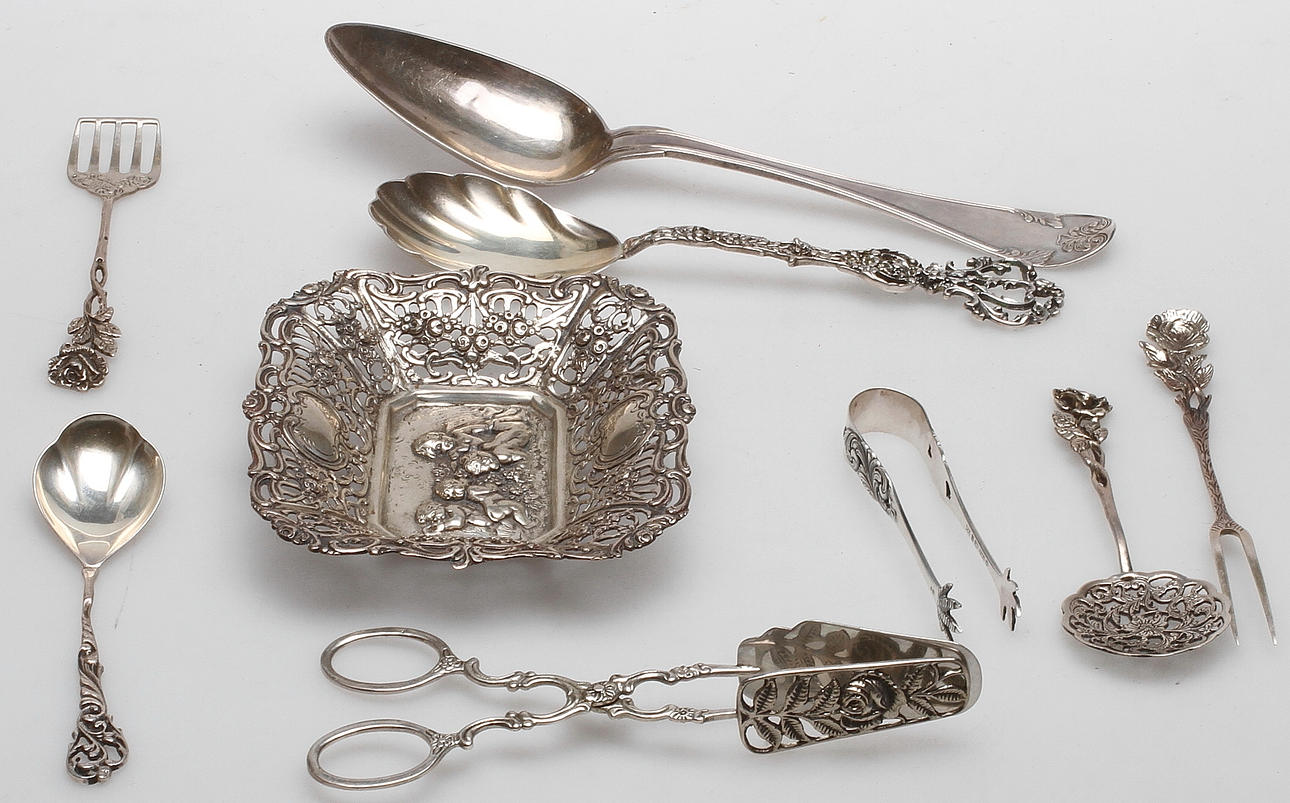 PARTI SILVER, 9 delar, ca 278 gram.