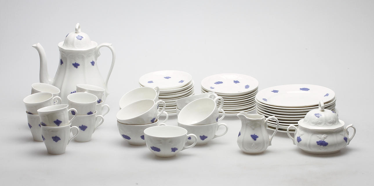 KAFFESERVIS, 57 delar, Blå blom, Gustavsberg.