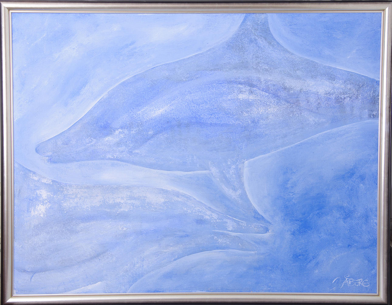 DAVID ÅBERG. Delfiner, olja på duk, signerad D. Åberg.