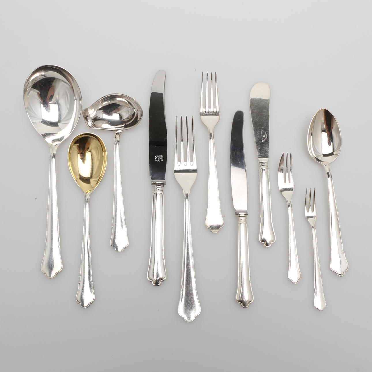 BESTICK, 55 delar, nysilver, "Chippendale", GAB.