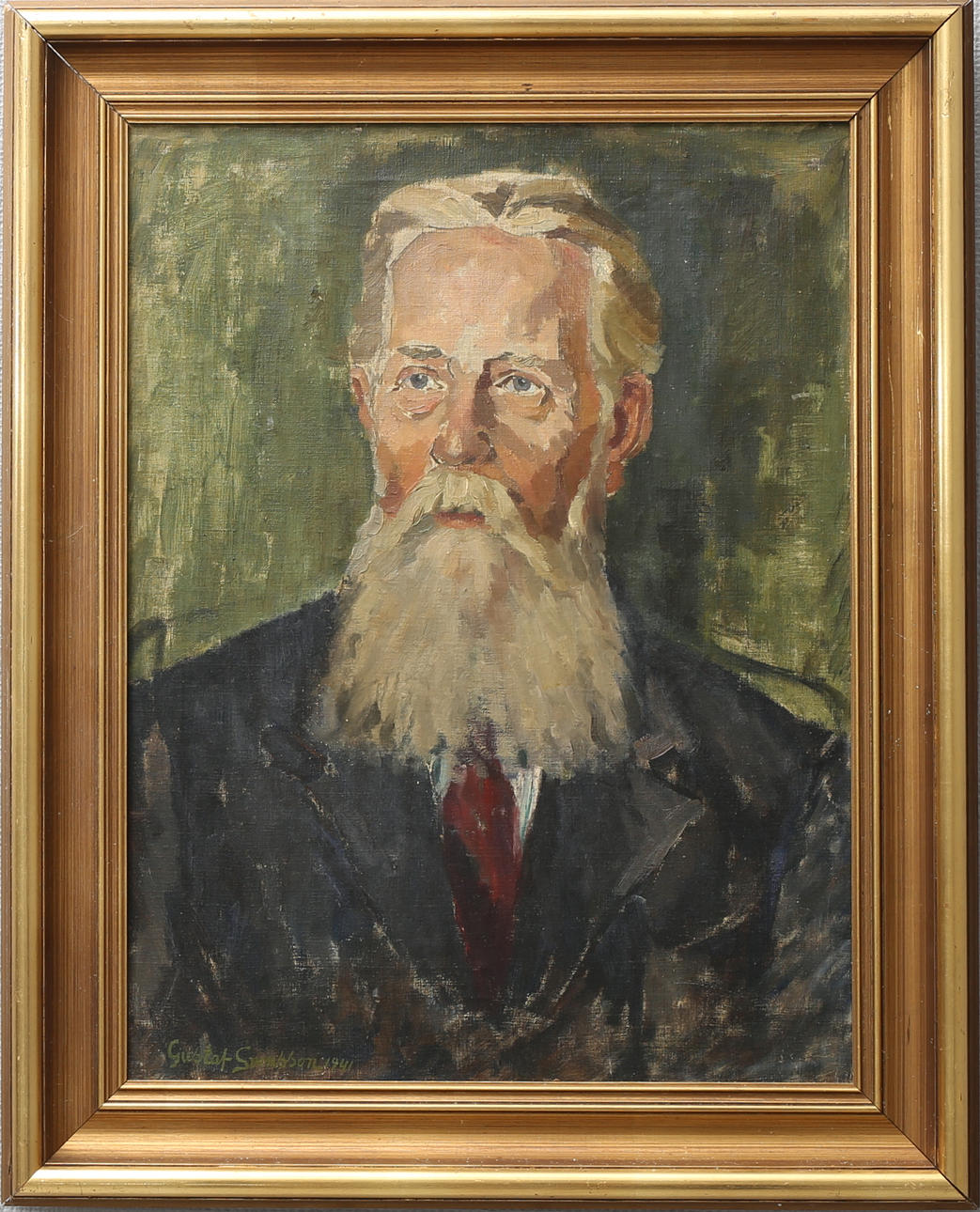 GUSTAF SVENSSON. Mansporträtt. Olja på duk, signerad och daterad 1941.