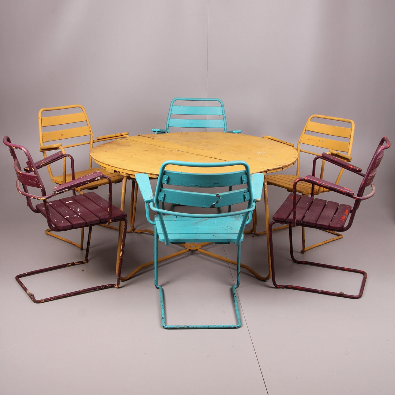 TRÄDGÅRDSMÖBEL, 7 delar, möjligen Grythyttan, 1900-talets mitt.