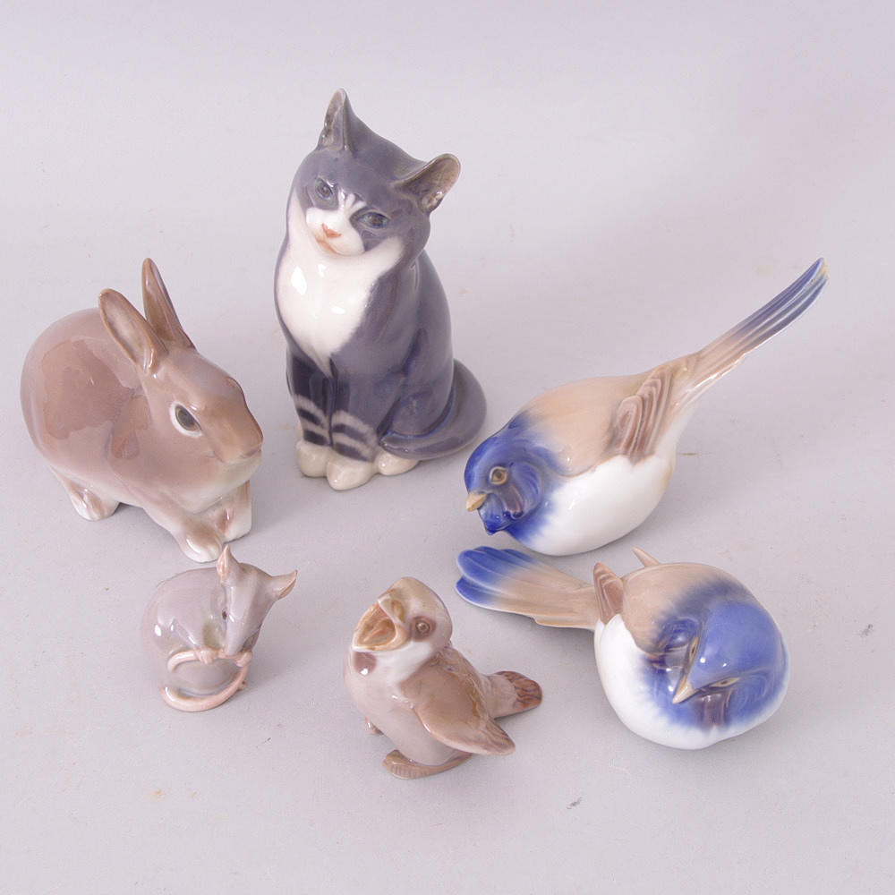 FIGURINER, 6 stycken, Bing & Gröndal samt en Royal Copenhagen.