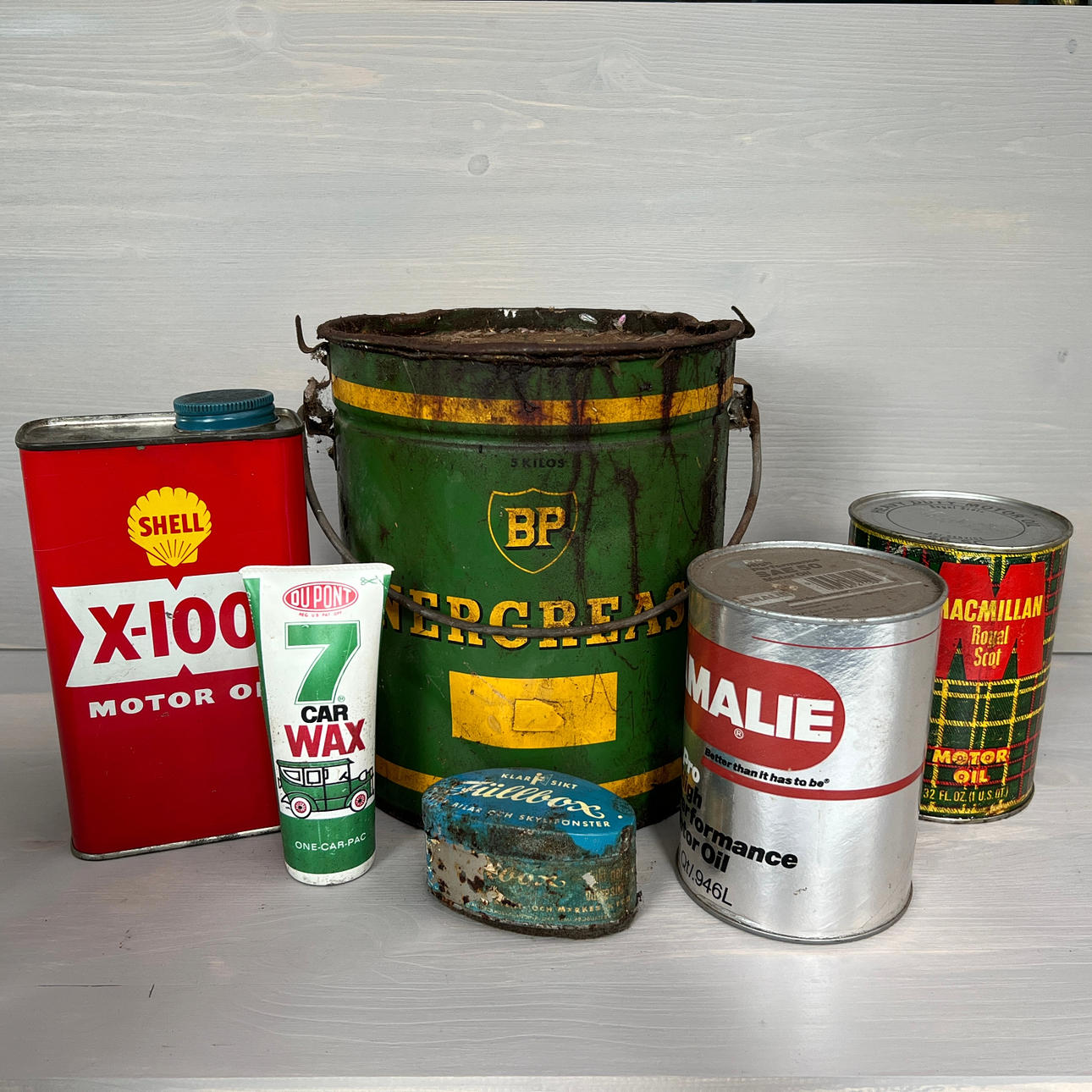 TIN CANS ETC 6 pcs, BP, Shell etc.