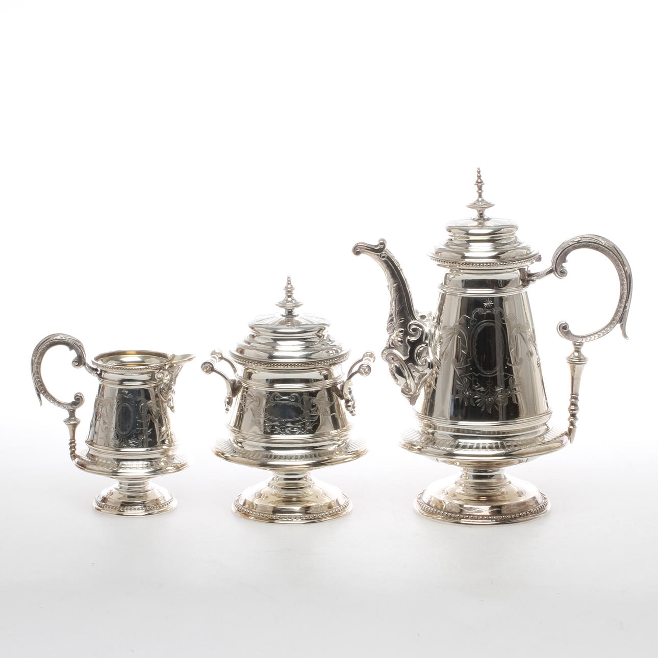 KAFFESERVIS, 3 delar, nysilver, AG Dufva.