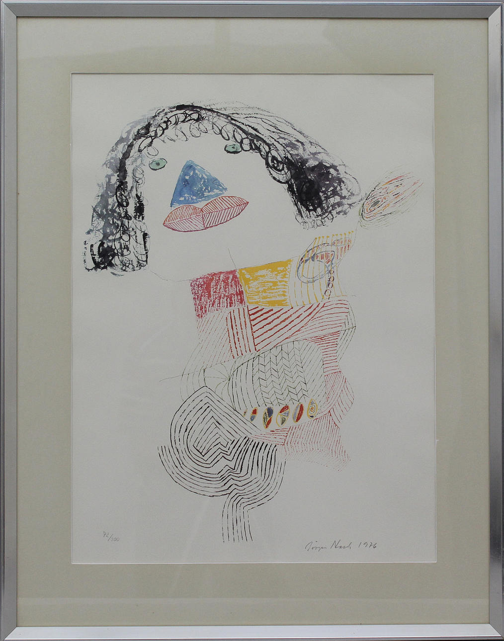 JÖRGEN NASH. Komposition med ansikte. Signerad och daterad 1976.