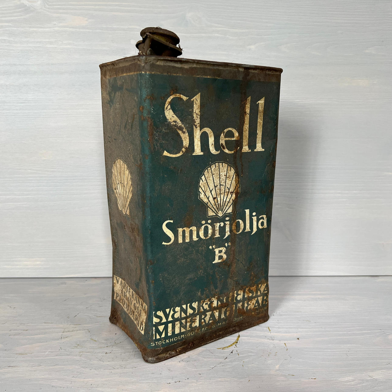 PLÅTBURK, Shell Smörjolja "B".