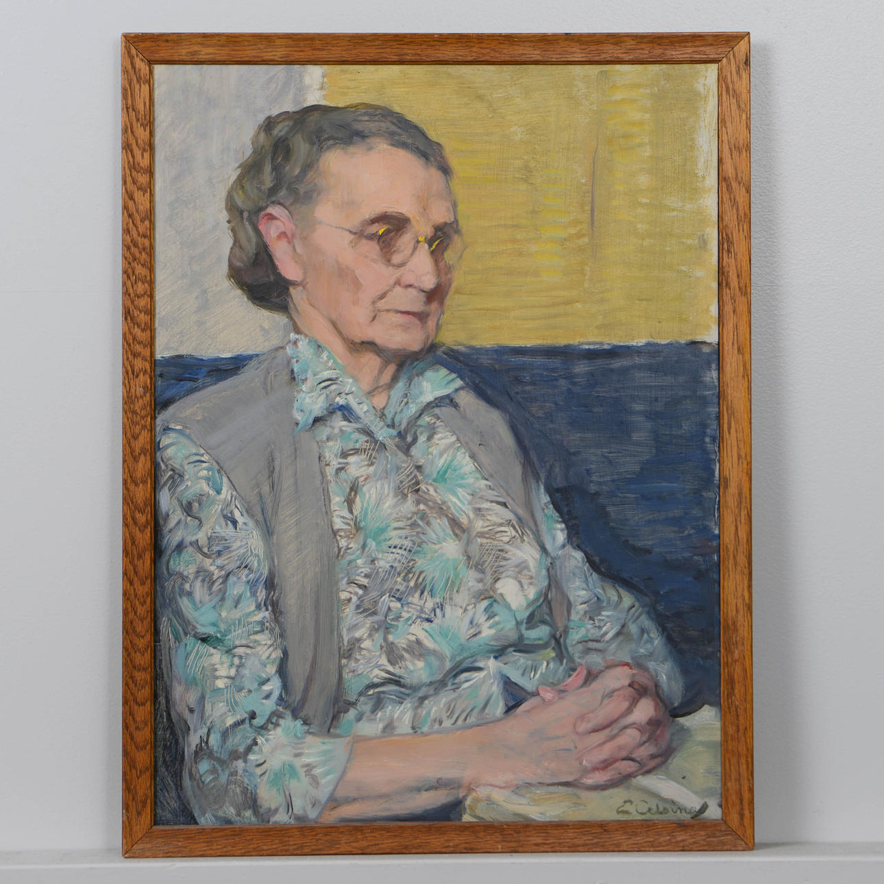 ELSA CELSING. Oil on Board, "Fru Johansson", signed E. Celsing.