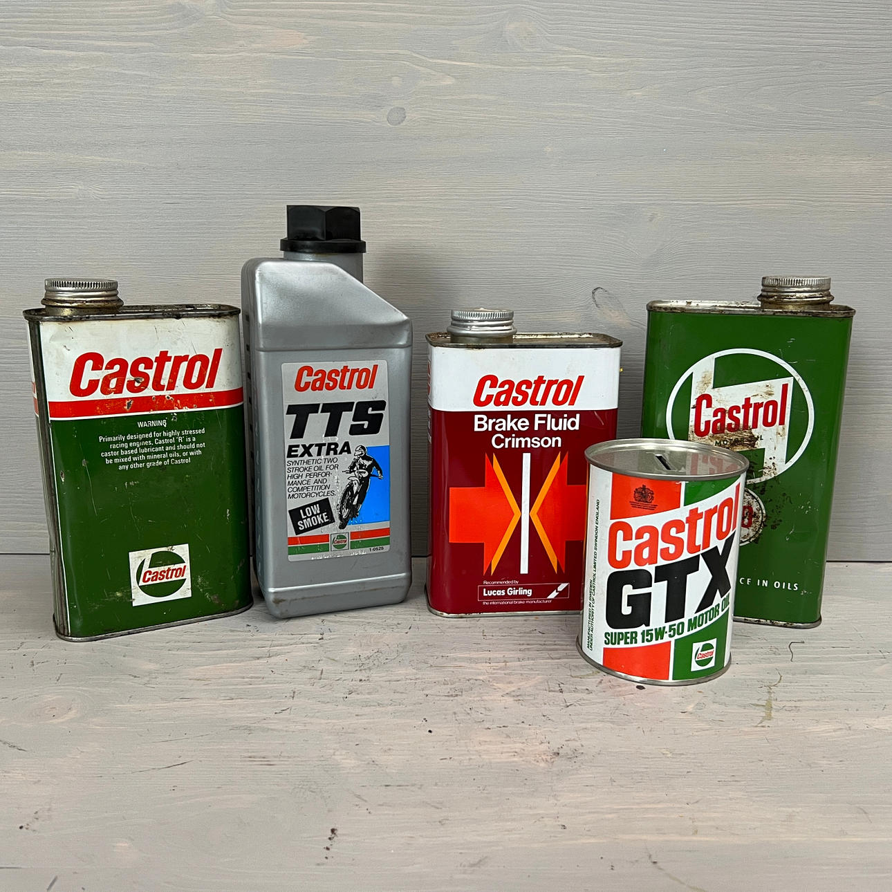 ÖLKANNEN usw., 5 Stück, Castrol.
