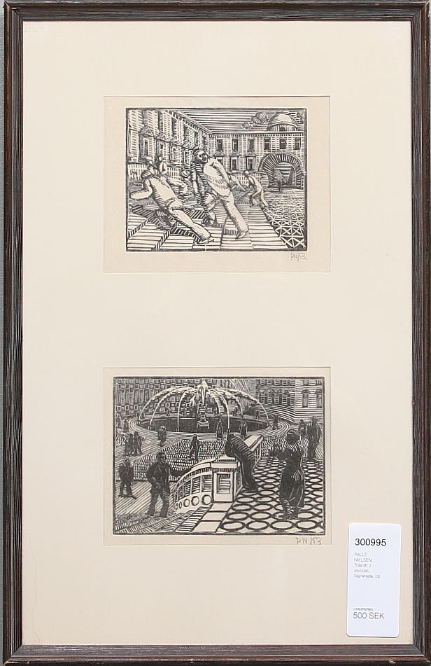 PALLE NIELSEN. Träsnitt 2 stycken. Signerade.