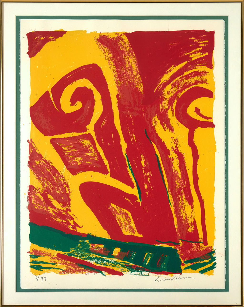 BENGT LINDSTRÖM. abstract figure composition, color lithograph, signed and numbered 3/99.