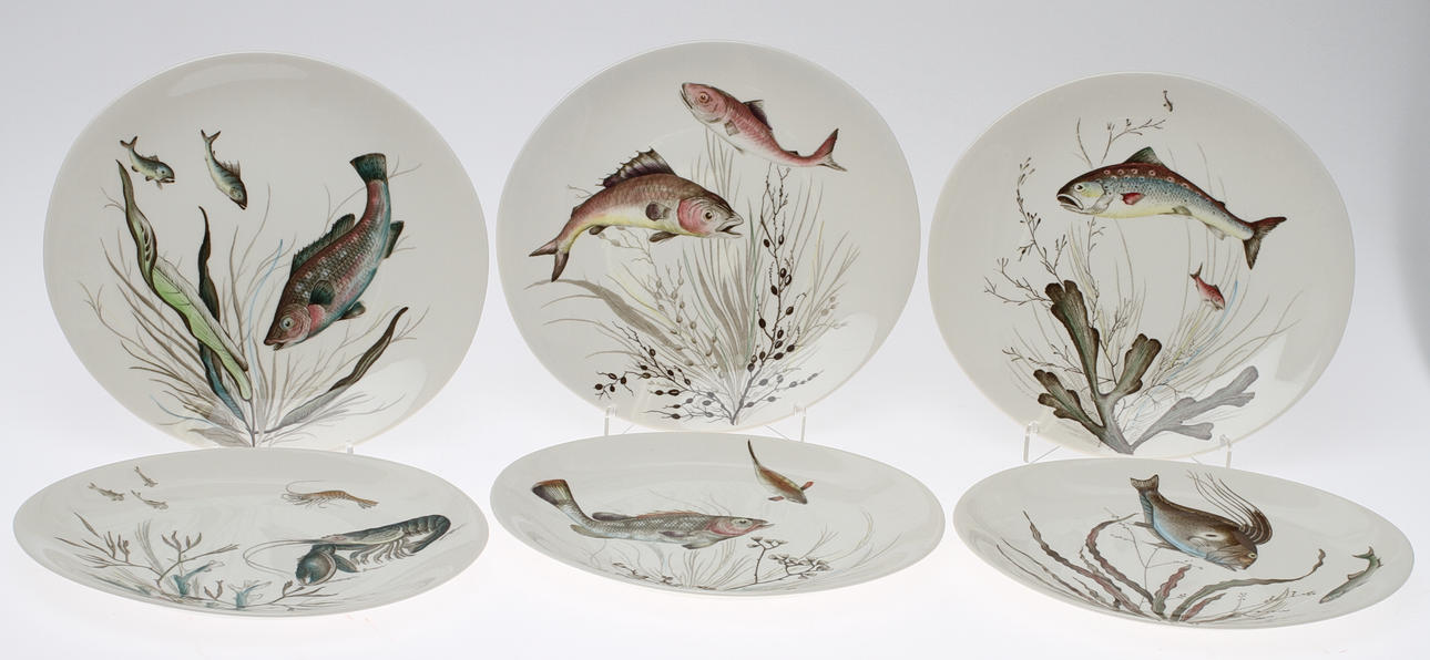 FISKTALLRIKAR, 6 st, flintgods, Johnson Bros, England.