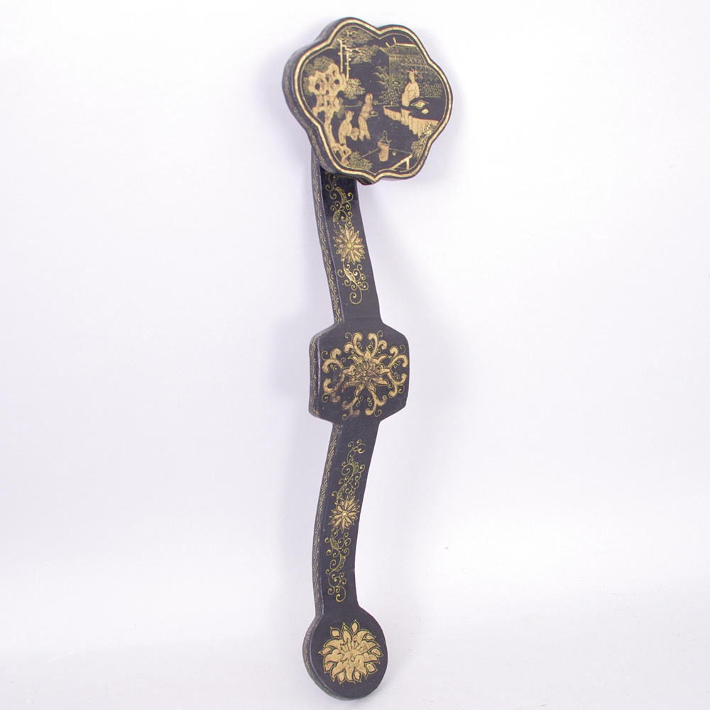 RUYI SCEPTRE, Kina, svart med gulddekor, 1800/1900-tal.