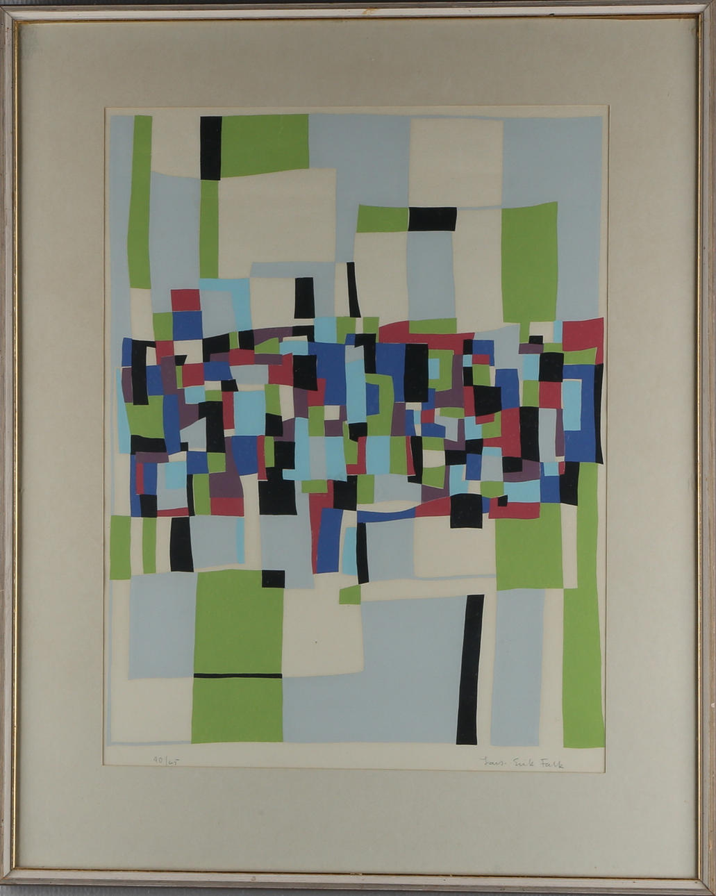 LARS-ERIK FALK. komposition, litografi, signerad samt numrerad 40/65.