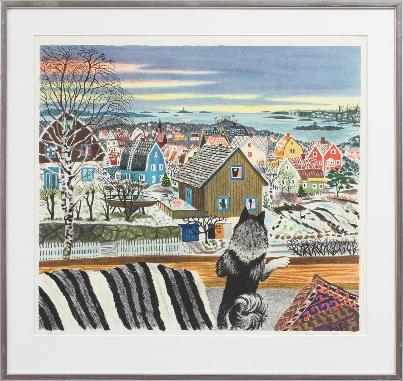 MONA HUSS WALIN. Göteborgs hamninlopp, färglitografi, signerad och numrerad 77/450.