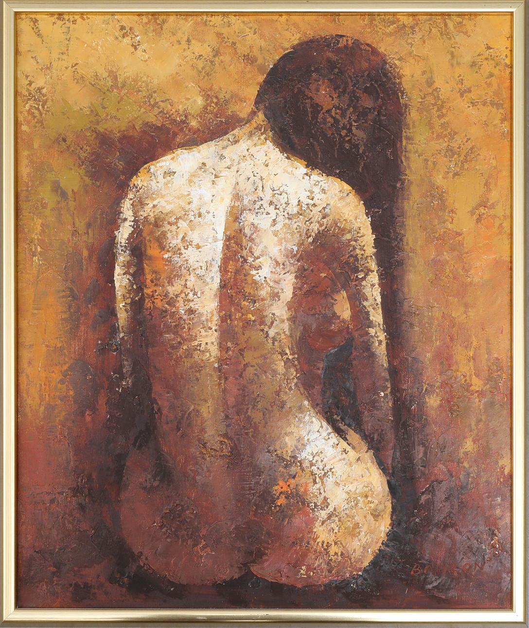 EDWARD BARTON. Nude study. Oil on canvas, signed.