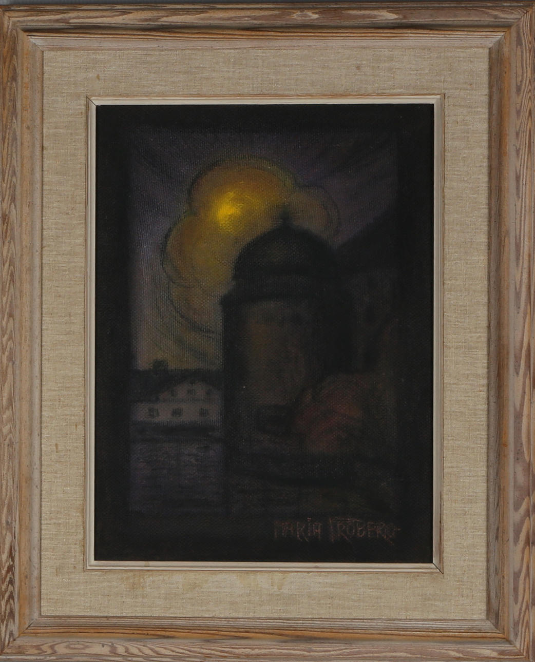 MARIA FRÖBERG. kvällsljus, olja på duk, signerad Maria Fröberg.