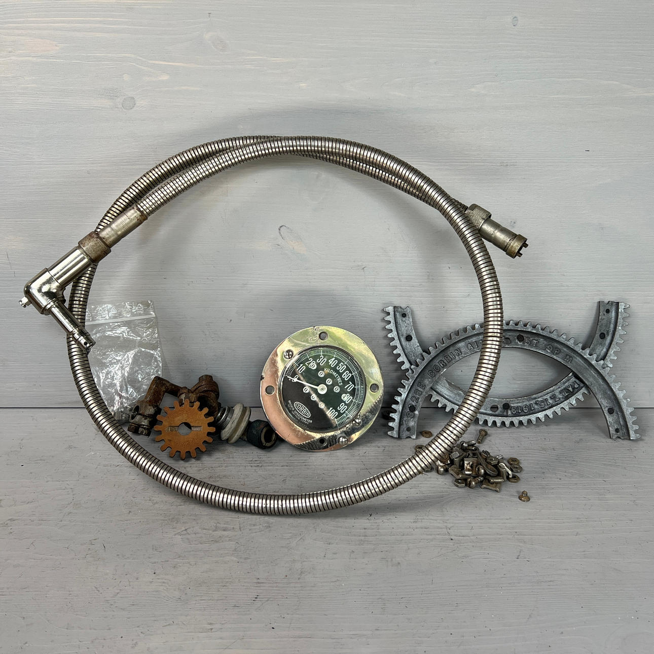 SPEEDOMETER SET, complete, Corbin, 1910/20s.