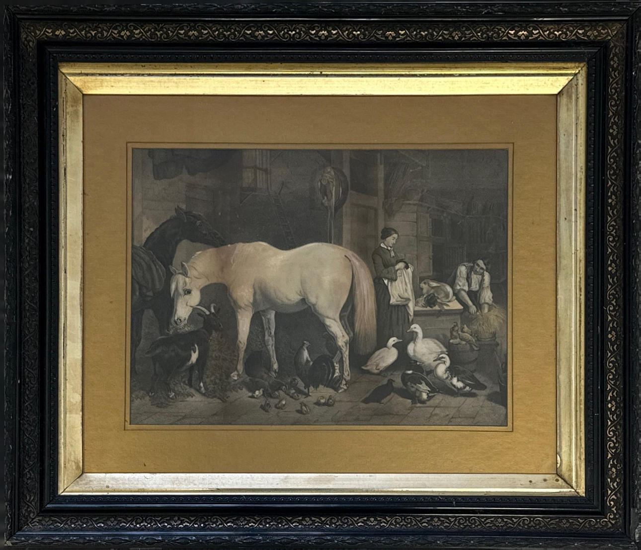 19TH C. FARM SCENE ENGRAVING.