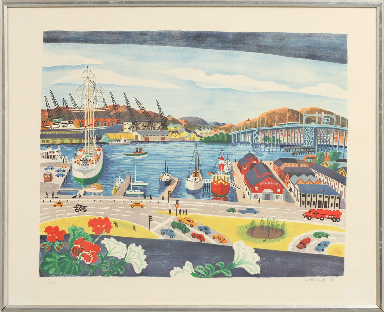 MONA HUSS WALIN. Barken Viking, färglitografi, signerad och numrerad 42/460.