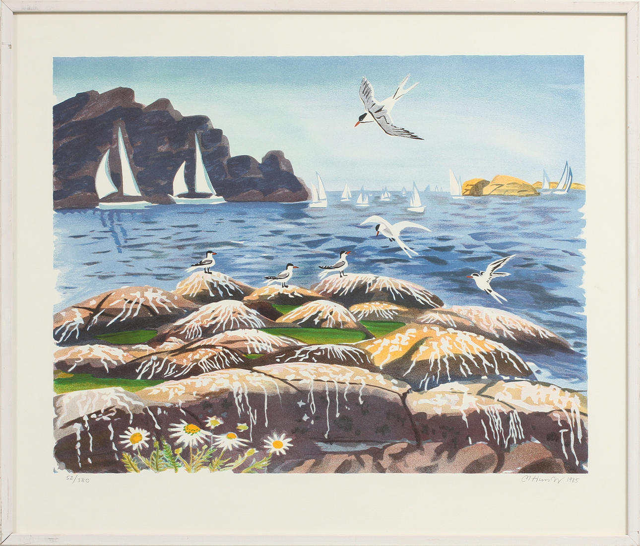 MONA HUSS WALIN. Kustbild, färglitografi, signerad och numrerad 52/380.