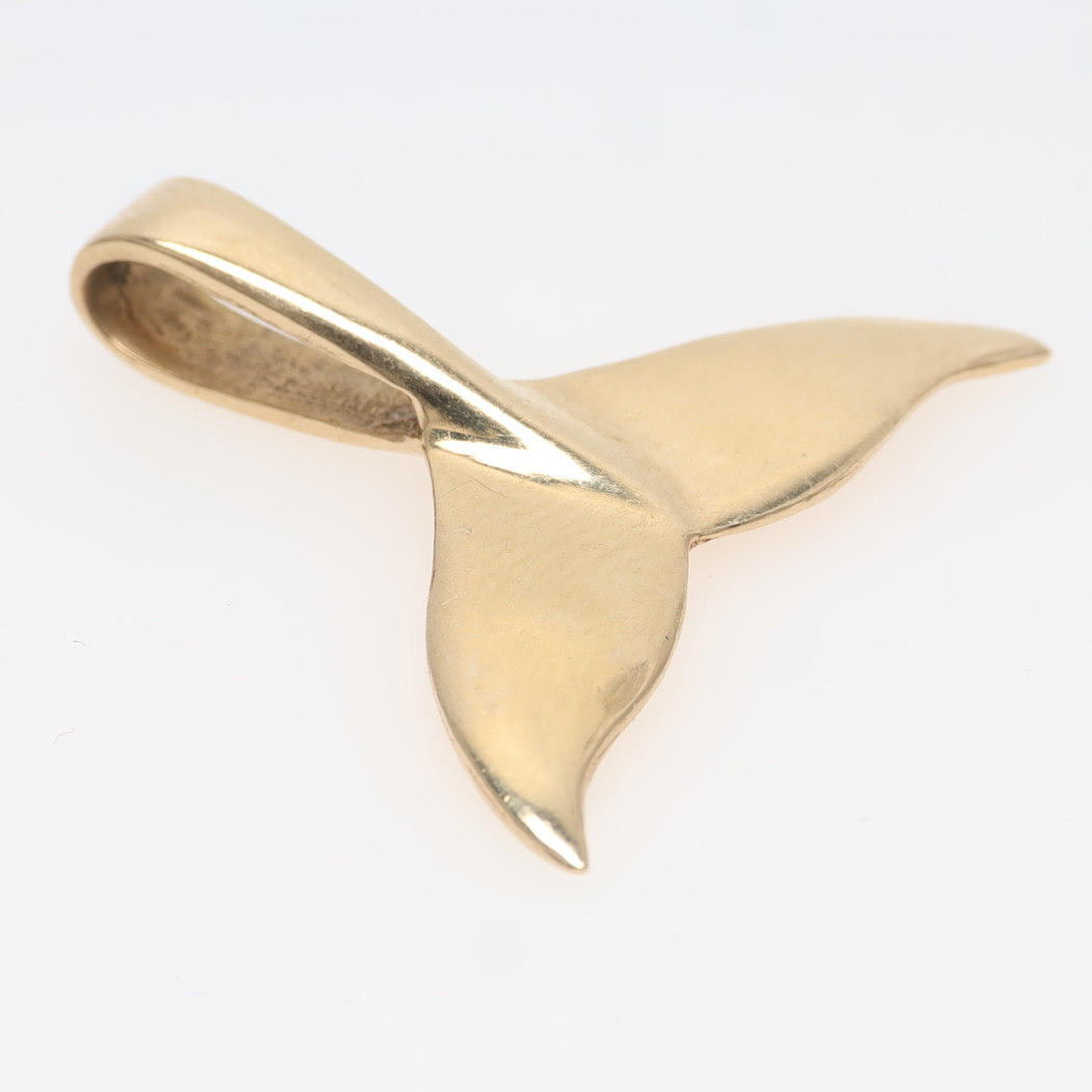 ANHÄNGER, 14K Gold, Delfinflosse.