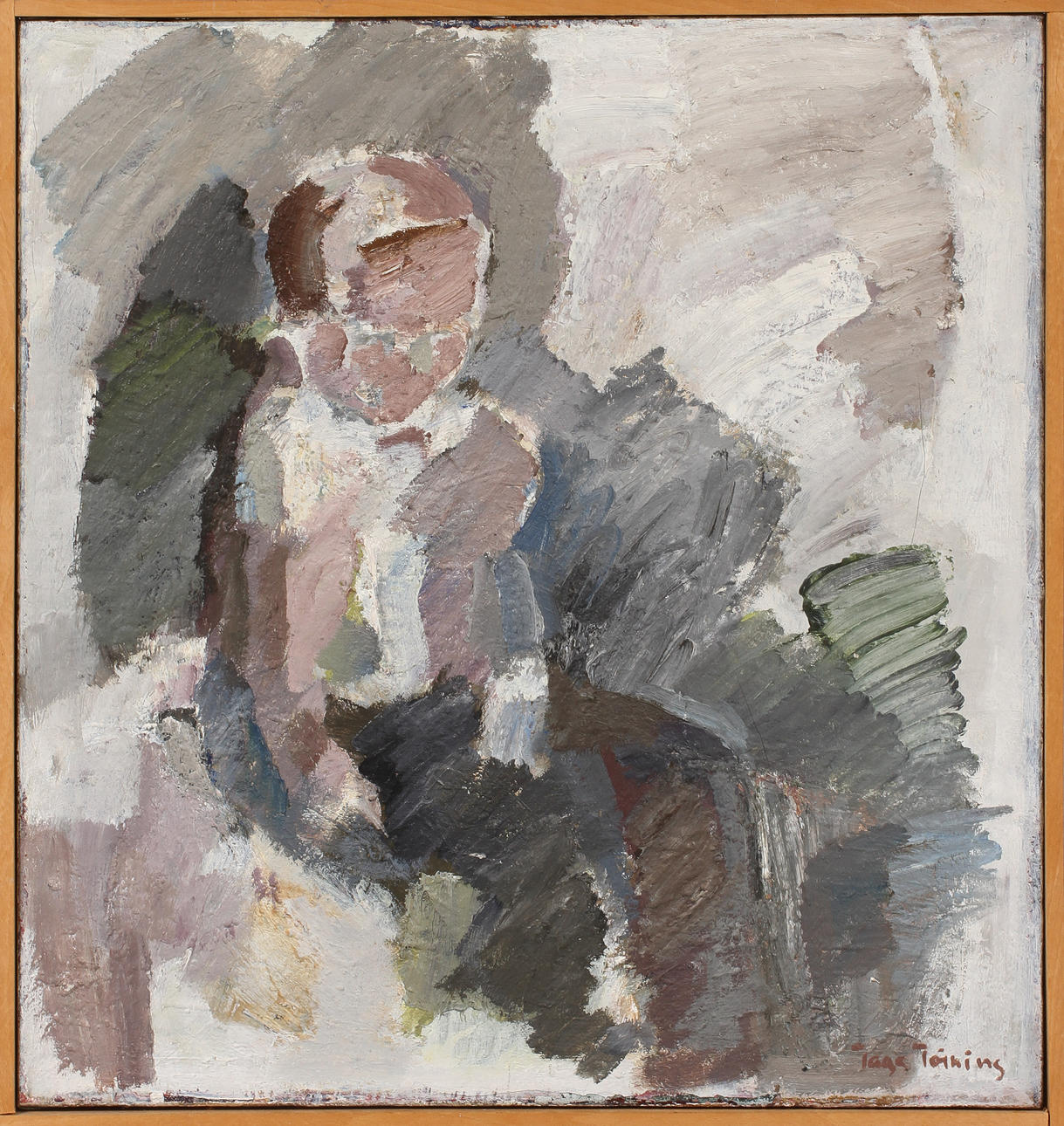 TAGE TÖRNING. Figurkomposition, olja på duk, signerad.