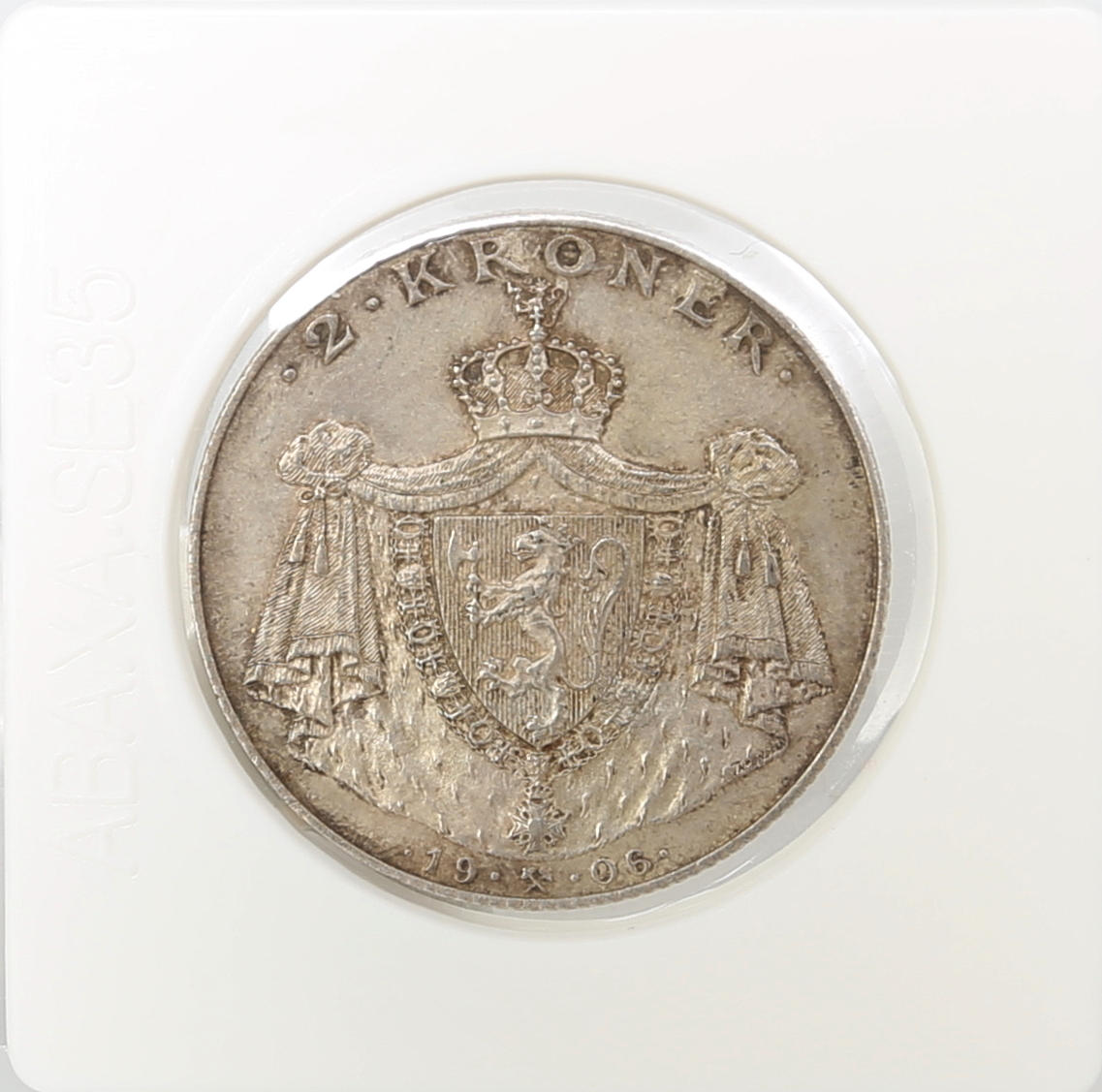 SILVERMYNT, Norge, 2 kronor, Jubileumsmynt, 1906.
