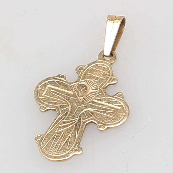 HÄNGE i 14K gult guld, kors, ortodoxt, vikt 0,23 gram.