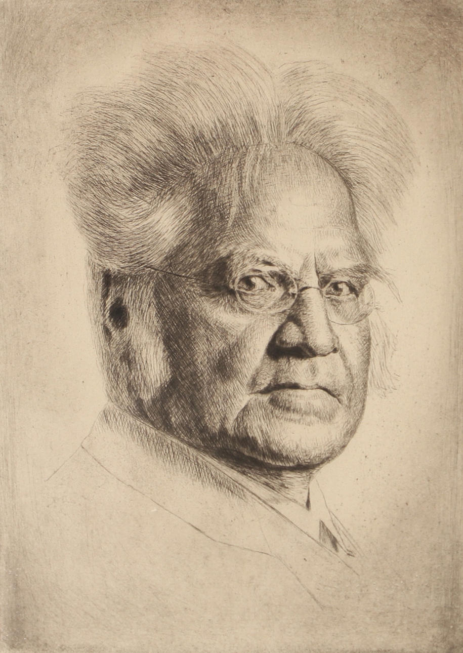 WERNER HOFFMAN. Portræt, radering, signeret.