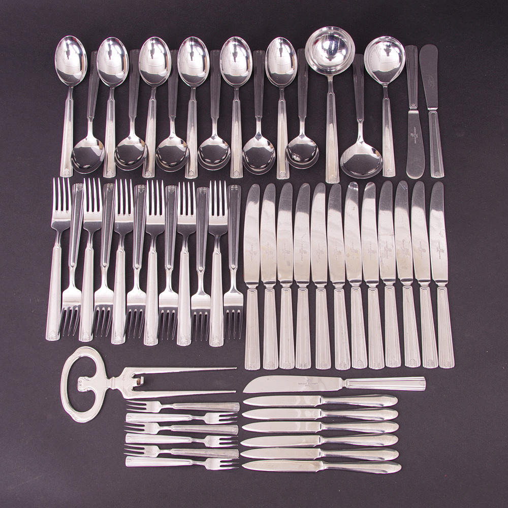 BESTICKUPPSÄTTNING, 48 delar "Riddarmodellen", rostfritt stål, Nils Johan.