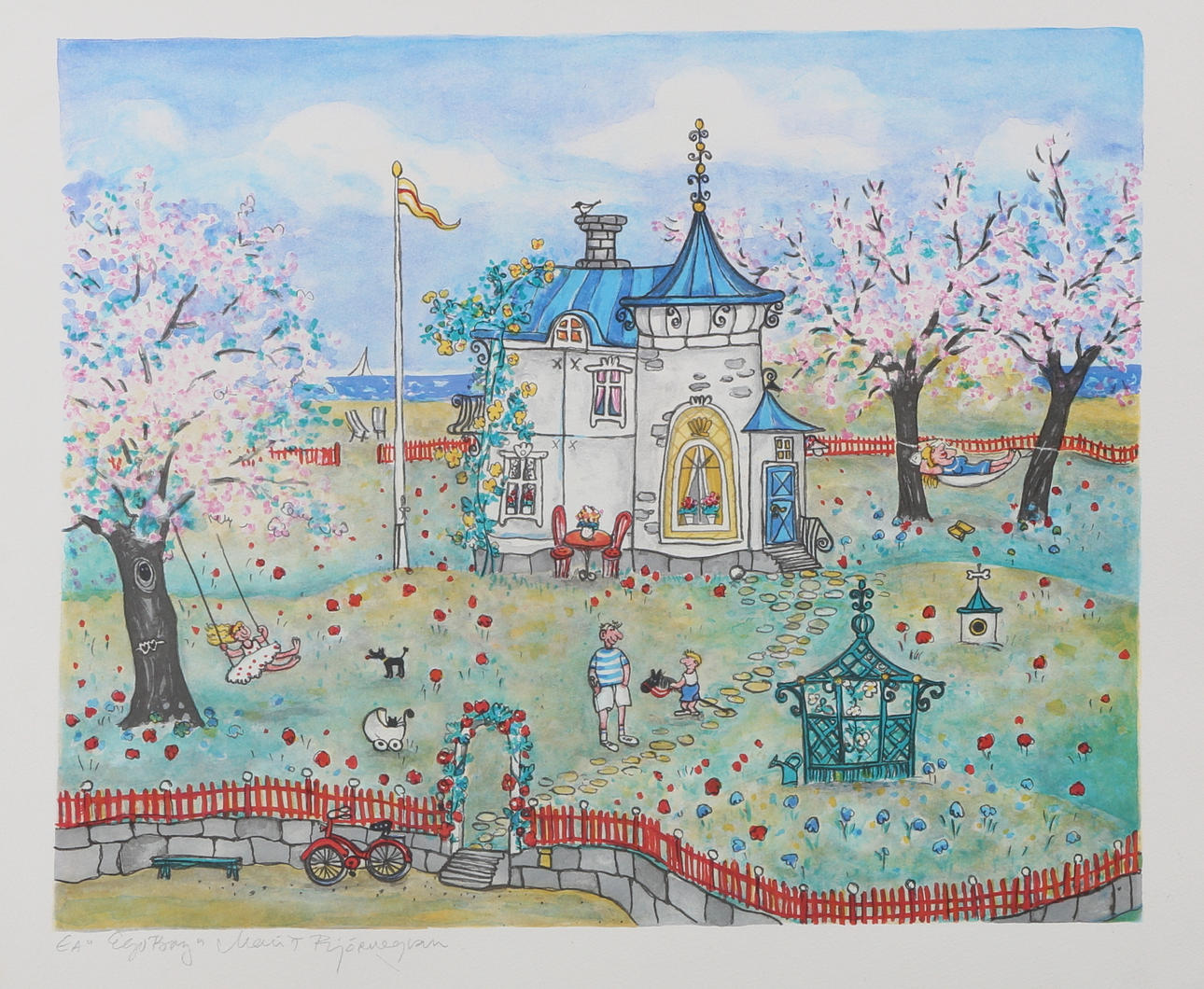 MARIT BJÖRNEGRAN. "Egoborg" Litografi, E A, signerad Marit Björnegran.