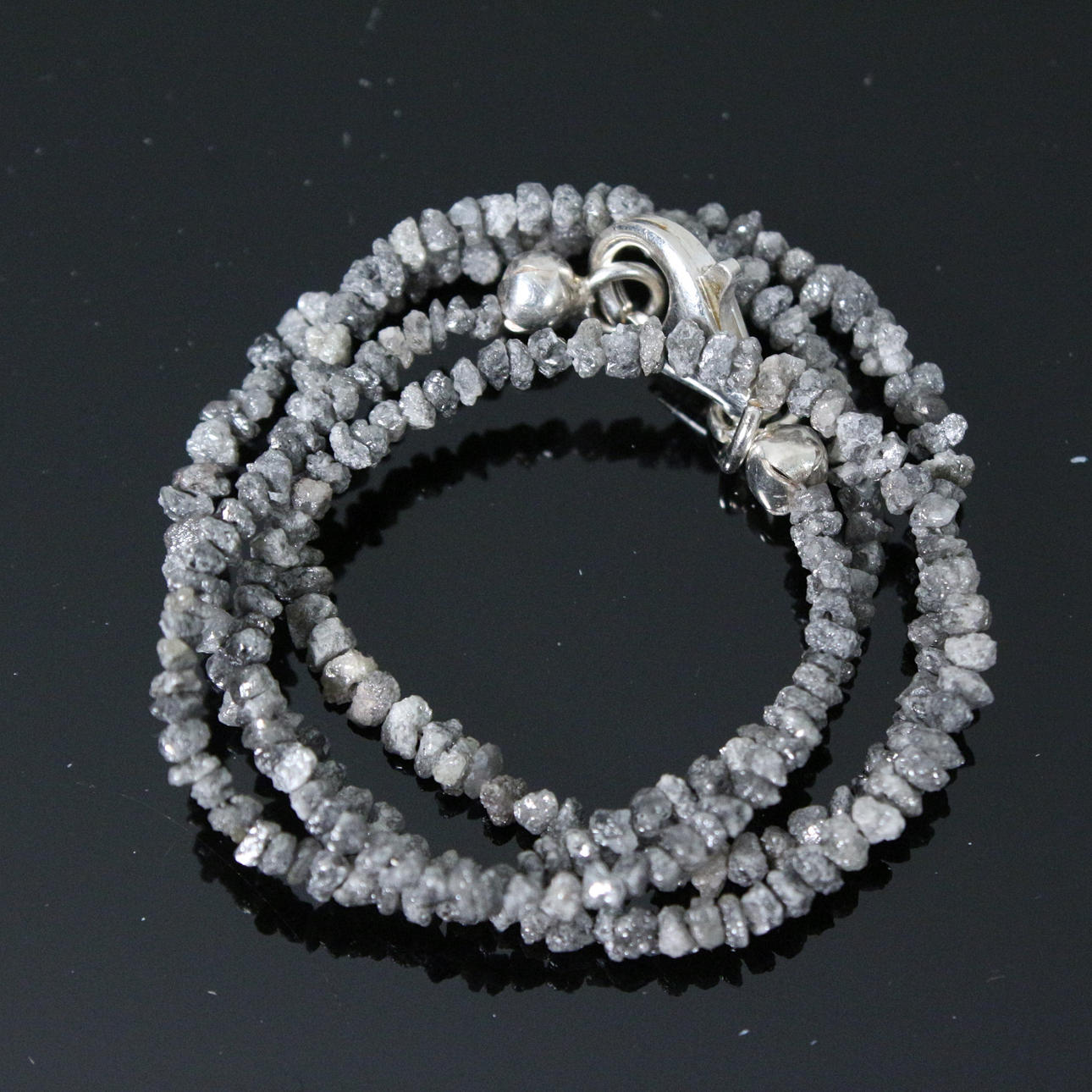 Rohdiamant-Kette, 925er Silberverschluss, 29ct.