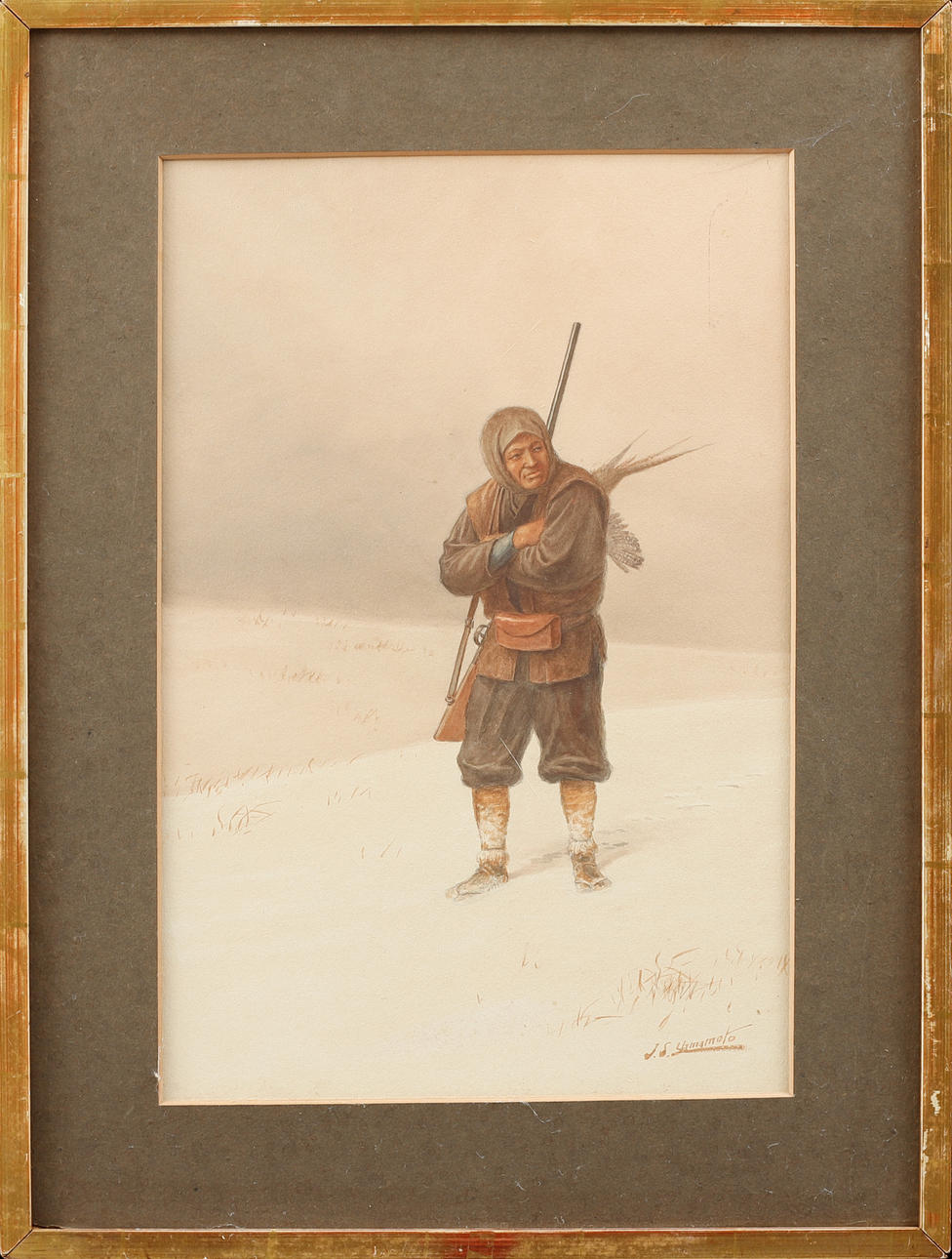 OIDENTIFIERAD KONSTNÄR. Hunter in landscape, watercolor, signed JS Yamamoto.